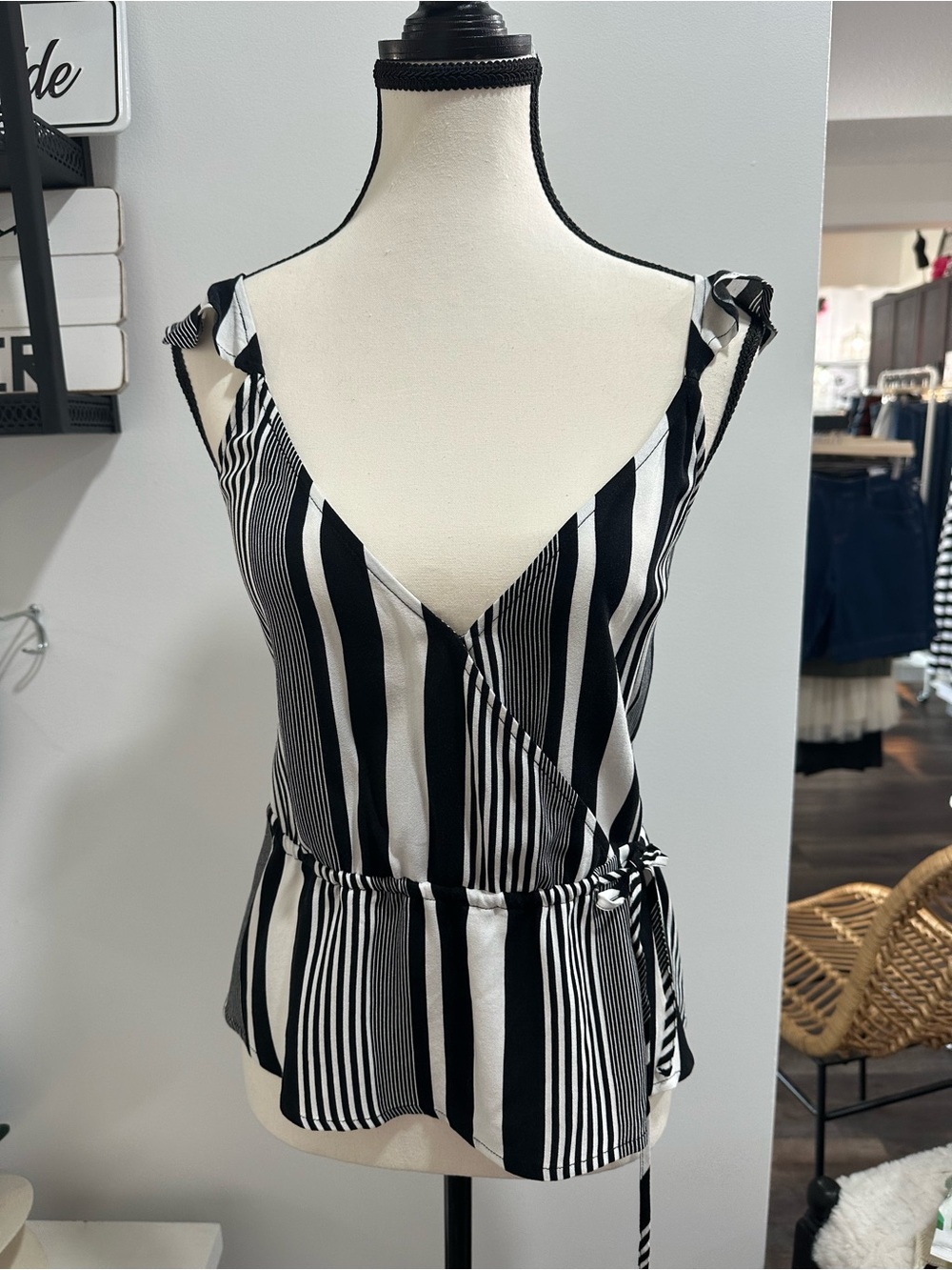 saltwater LUXE Black & White Striped Wrap Camisole